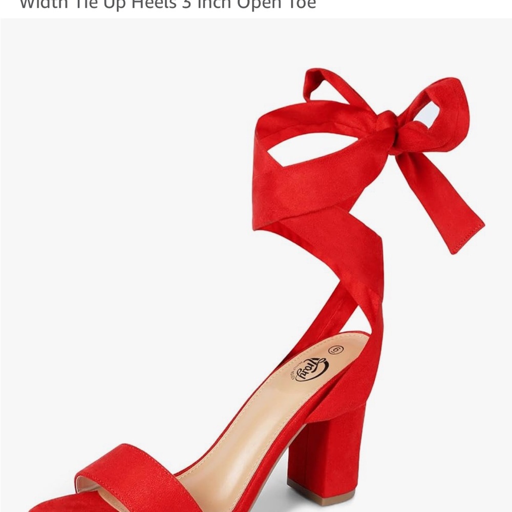 Trary Red Tie-Up Block Heels
